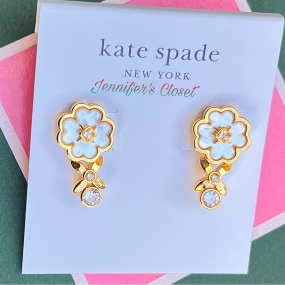 NWT ♠️ KATE SPADE Gold-Tone  Mother Of Pearl Drop Earrings - Picture 3 of 6